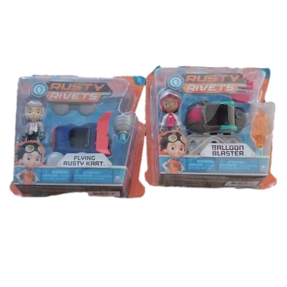 Rusty Rivets Flying Kart + Balloon Blaster Toys